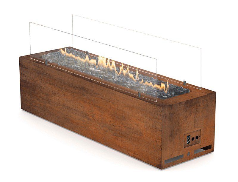 Planika galio corten automatic camino a gas outdoor