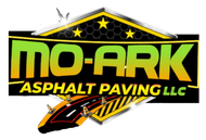 Mo-Ark Asphalt Paving LLC logo in black, yellow, and red with a stylized paving machine and stars