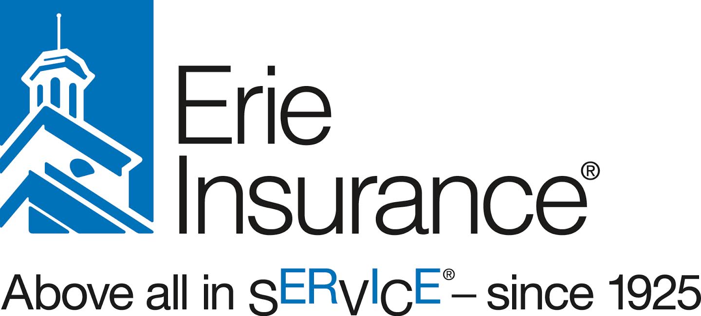 Erie Insurance logo: blue building graphic,