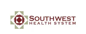 Southwest Health System logo with maroon text and green geometric emblem