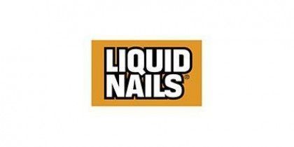 Liquid Nails logo in bold white text on an orange square background