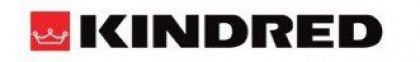Kindred logo with red square icon and black wordmark on a white background