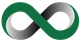 Green and gray infinity loop logo on a white background