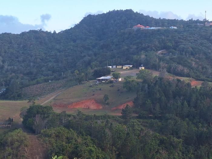 The residences seen from the lookout, with the valley beyond