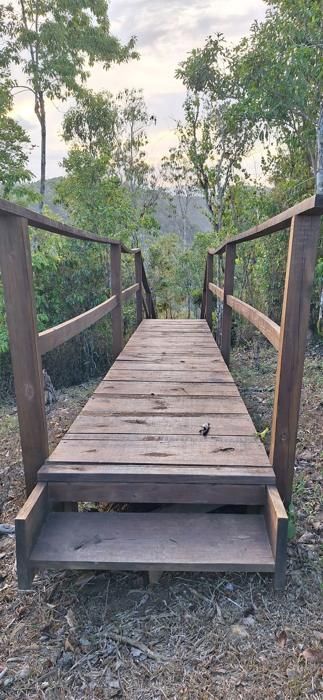 Wooden footbridge on the trail to the lookout