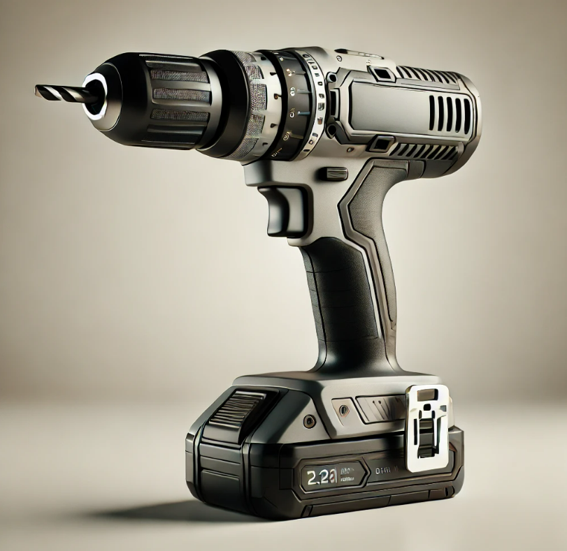 A cordless drill with a battery attached to it