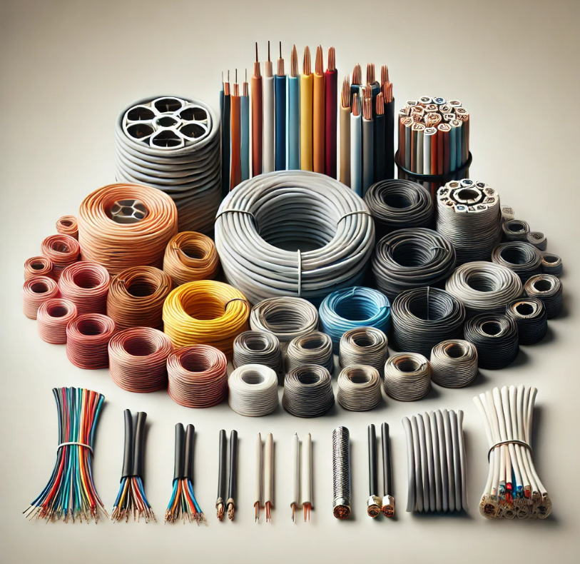A bunch of different types of wires and cables