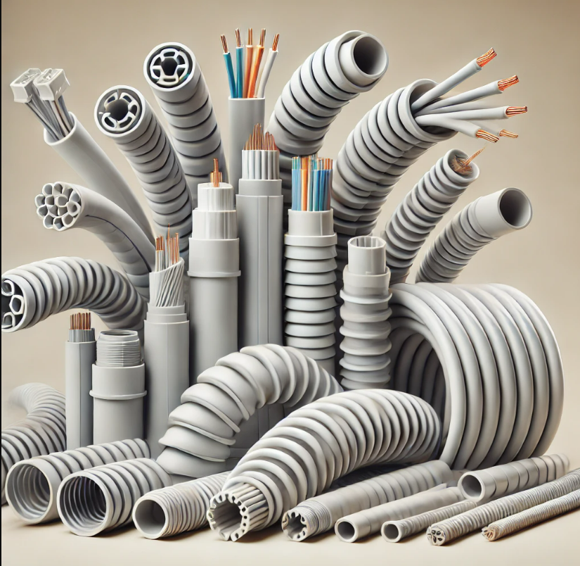 A bunch of different types of electrical hose