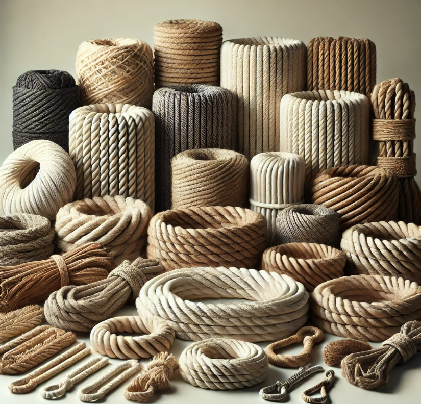 A bunch of ropes are stacked on top of each other