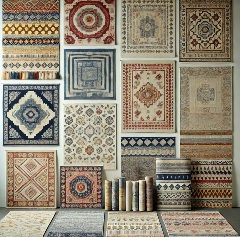 A wall with a bunch of rugs on it
