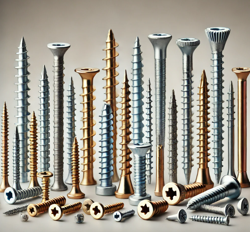 A bunch of different types of screws on a table