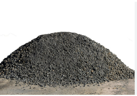 A pile of gravel is sitting on the ground on a white background.
