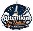 Logo: Rocket blasting off, night sky, "Attention to Detail of the Space Coast" text.