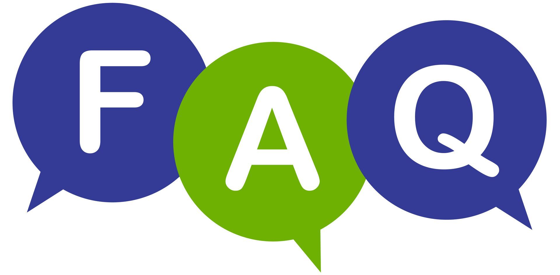 Le mot faq est écrit dans trois bulles de dialogue.
