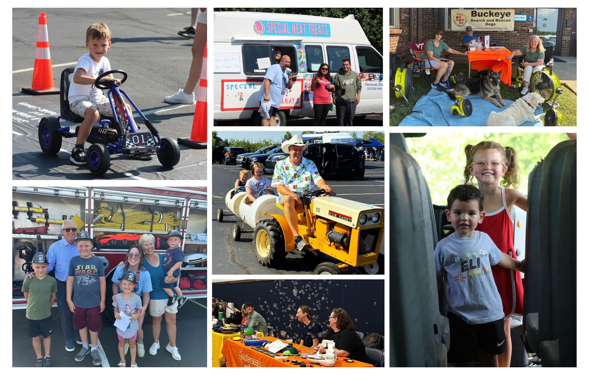 A photo collage with 7 photos from the Warren County Board of Developmental Disabilities Things That Go event on August 16, 2025.