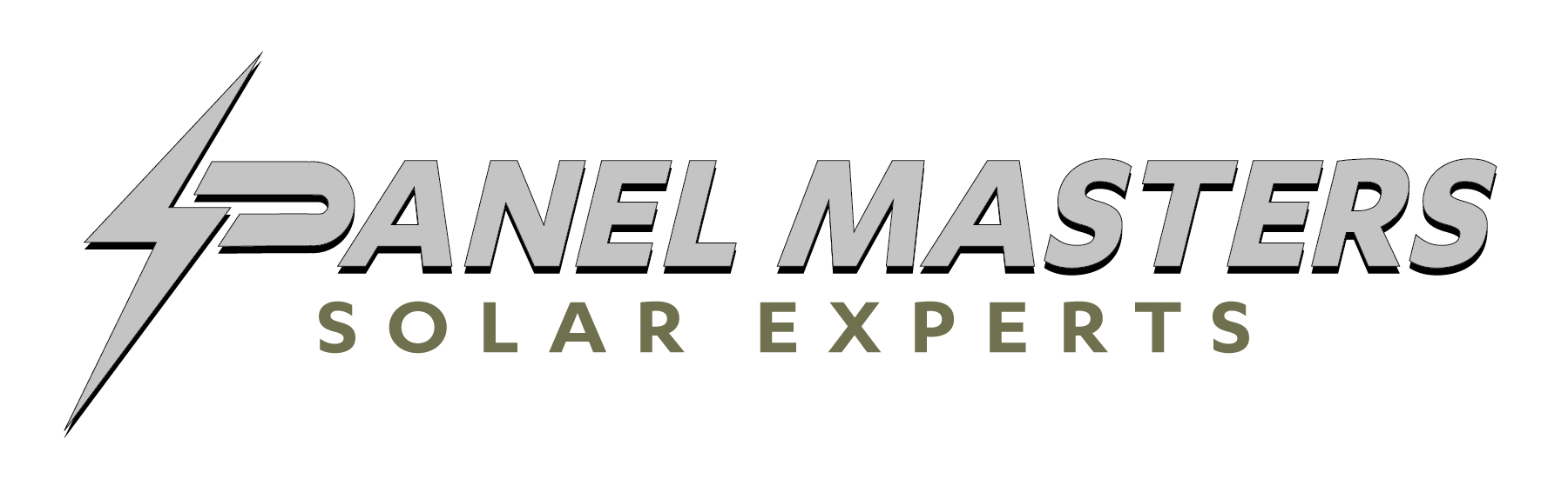 Panel Masters logo with gray lightning bolt and “Solar Experts” tagline