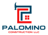 The logo for palomino construction llc shows a house and a hammer.