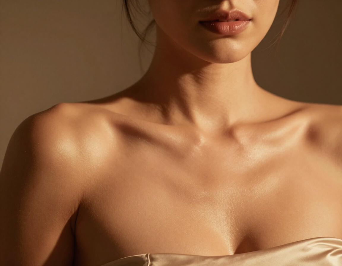 Glowing bronzed skin close-up