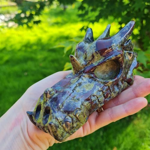 Dragon s Blood Jasper Dragon Crystal Skull for sale in Crystal Shop