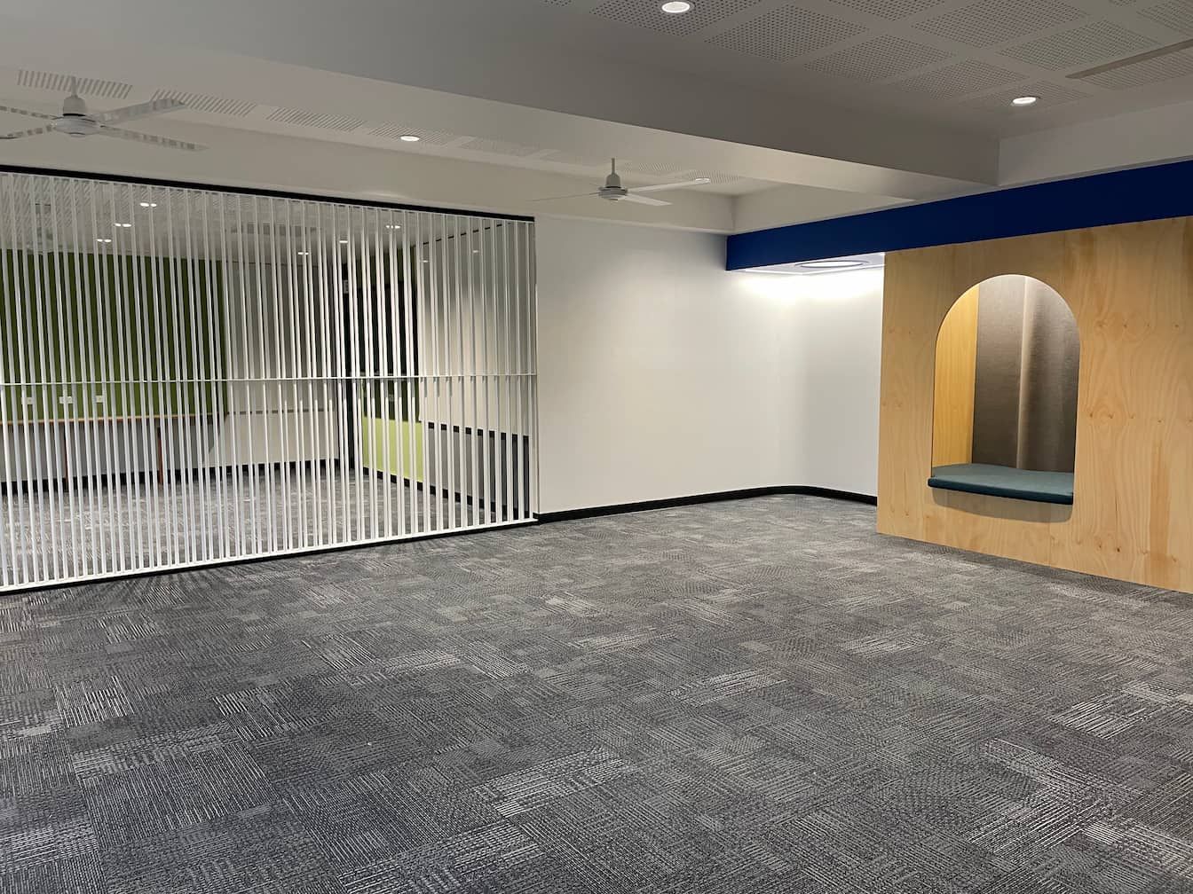 A school room with custom cabinetry 