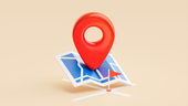 Red location pin on a folded map icon