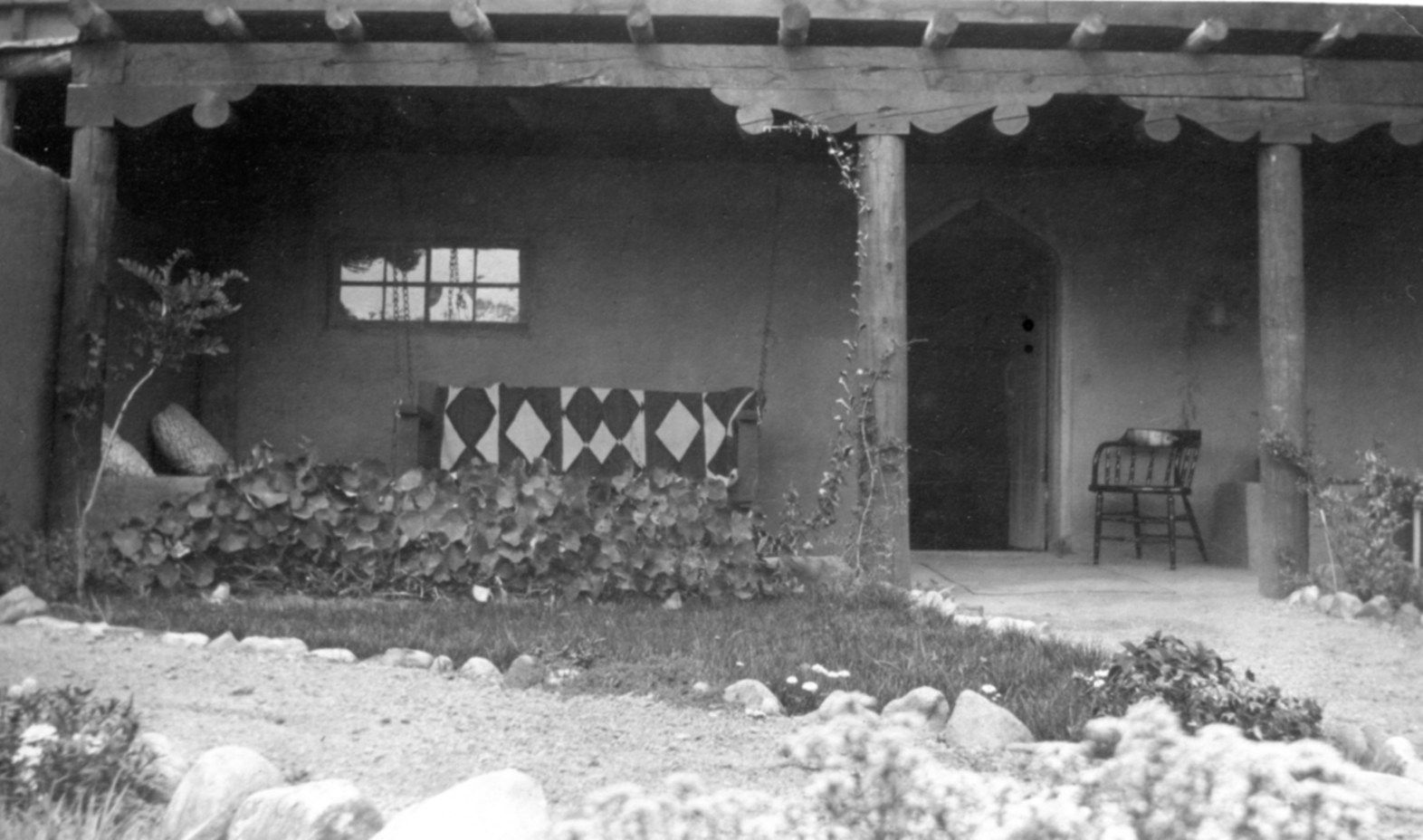 Flowers beneath the portal