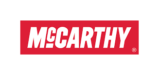 McCarthy logo in white text on a red background.