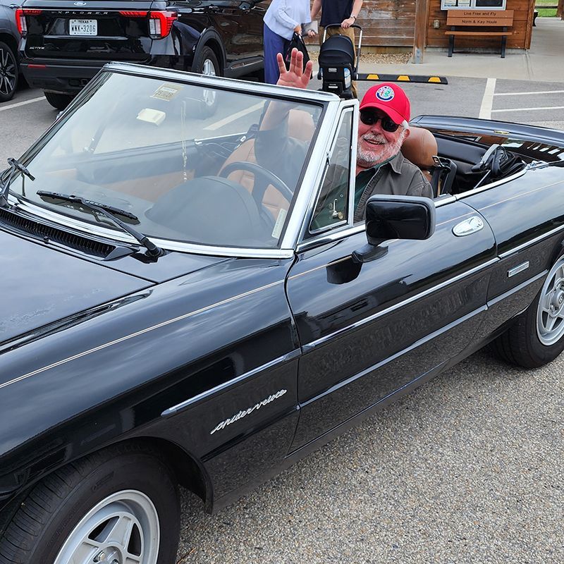 Stevie in his Alfa Spider Veloce