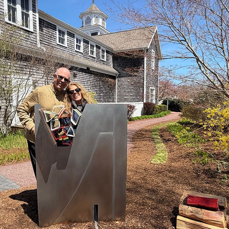 Pater & Nancy at the Cape Cod Art Museum with Mary-Ann's sculpture