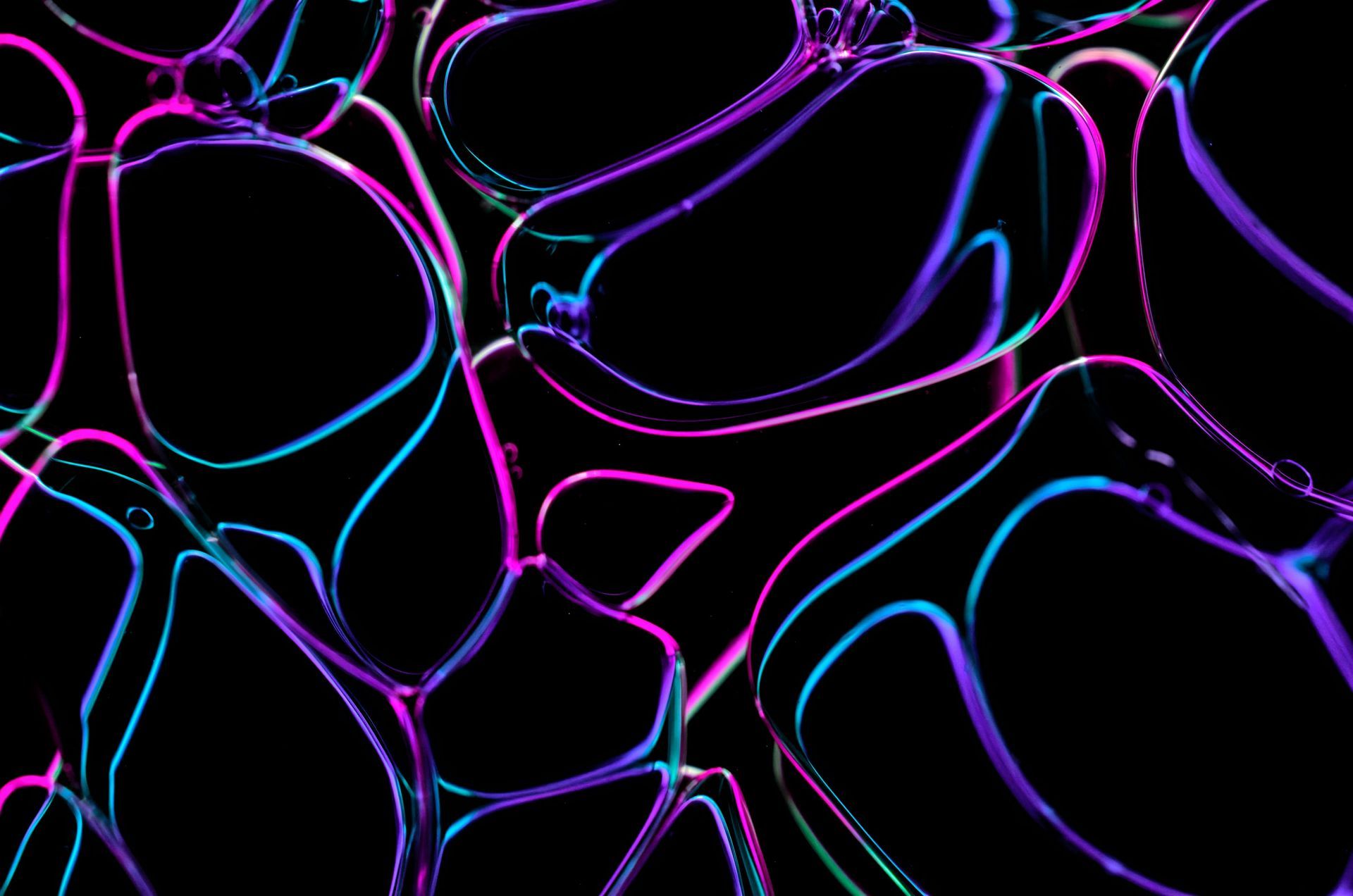 A loopy abstract digital pattern in neon blue and magenta