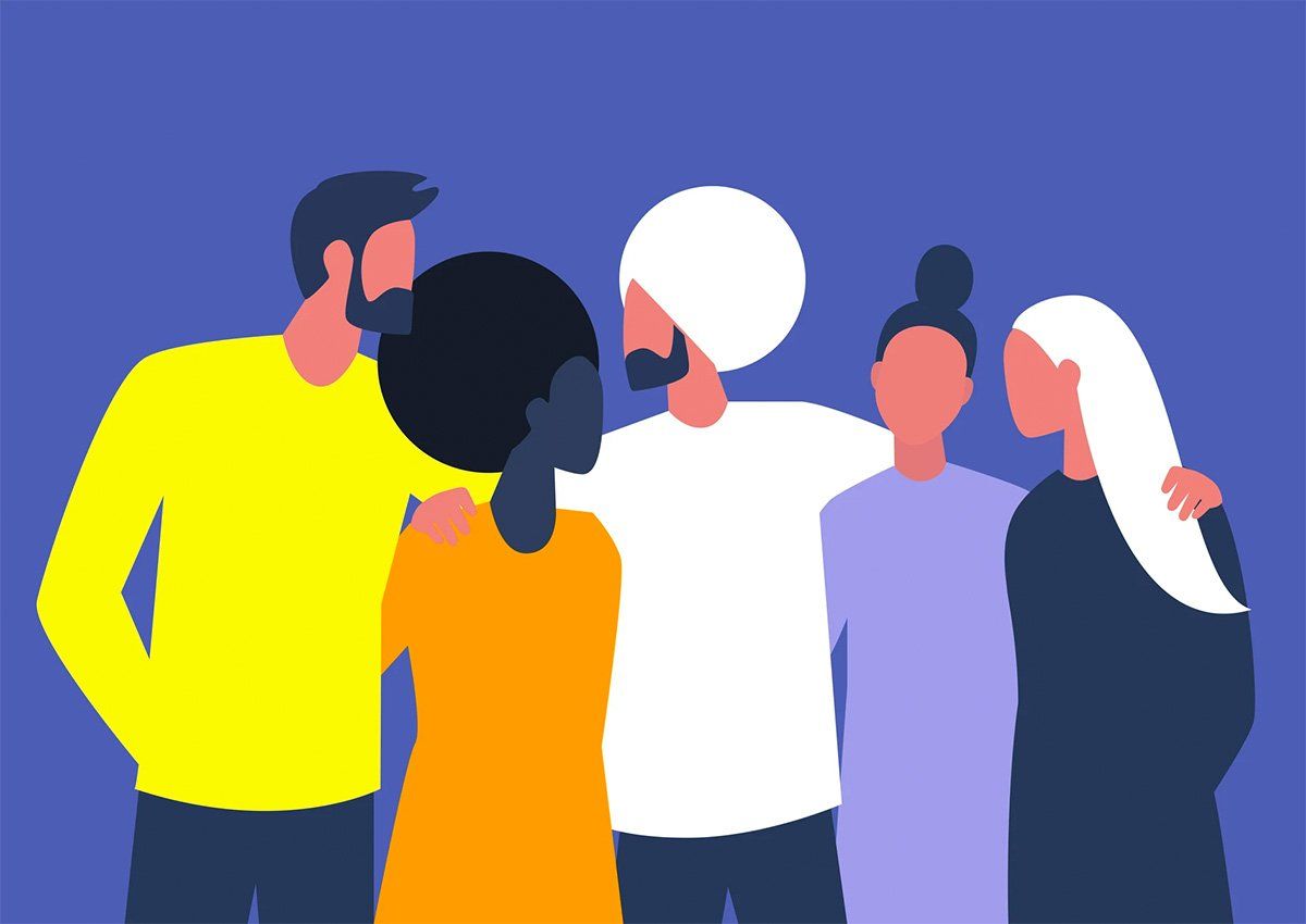 Cartoon of diverse group of people