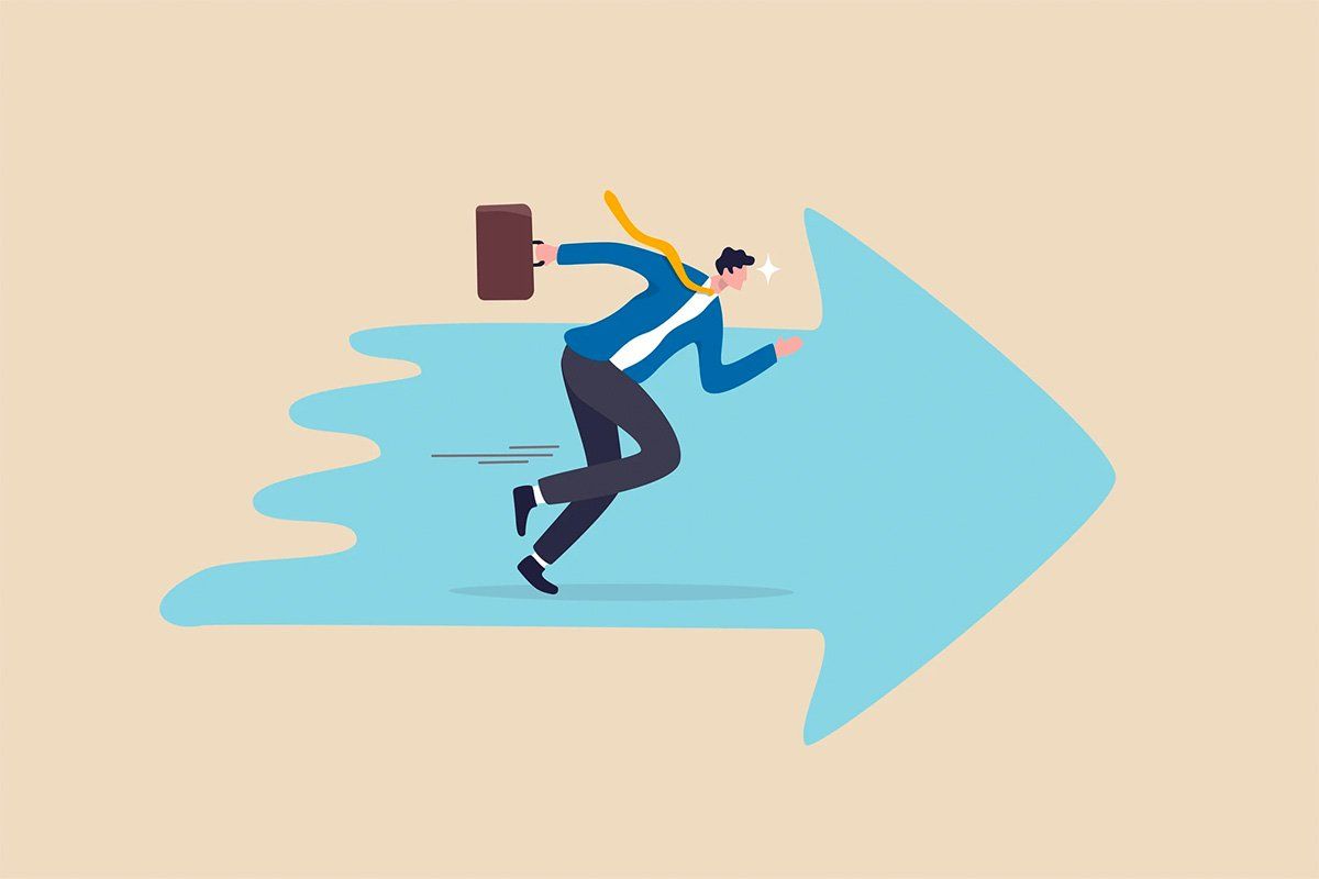 Cartoon of man running