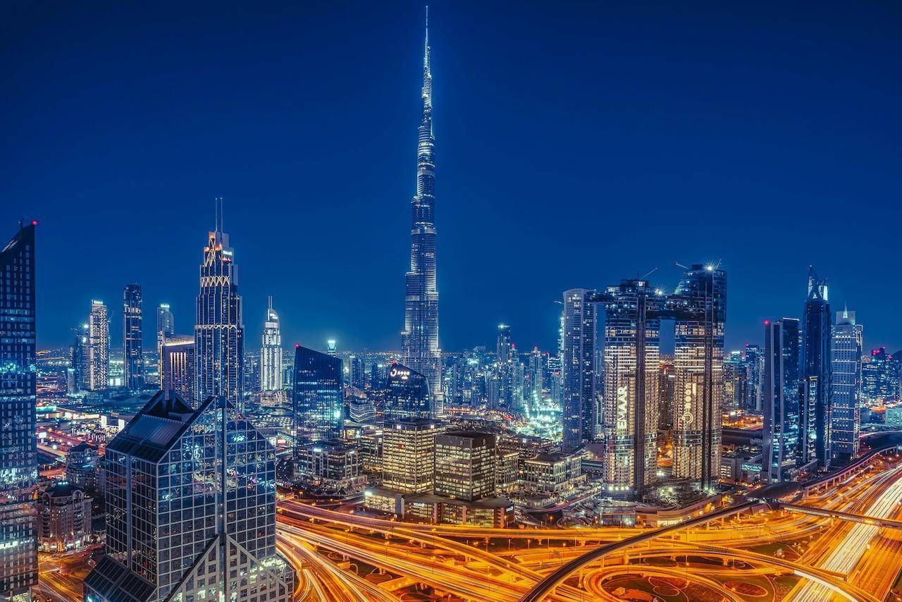Dubai skyline at night