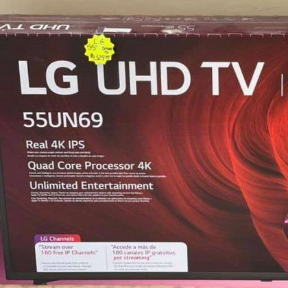A box for an lg uhd tv 55un69