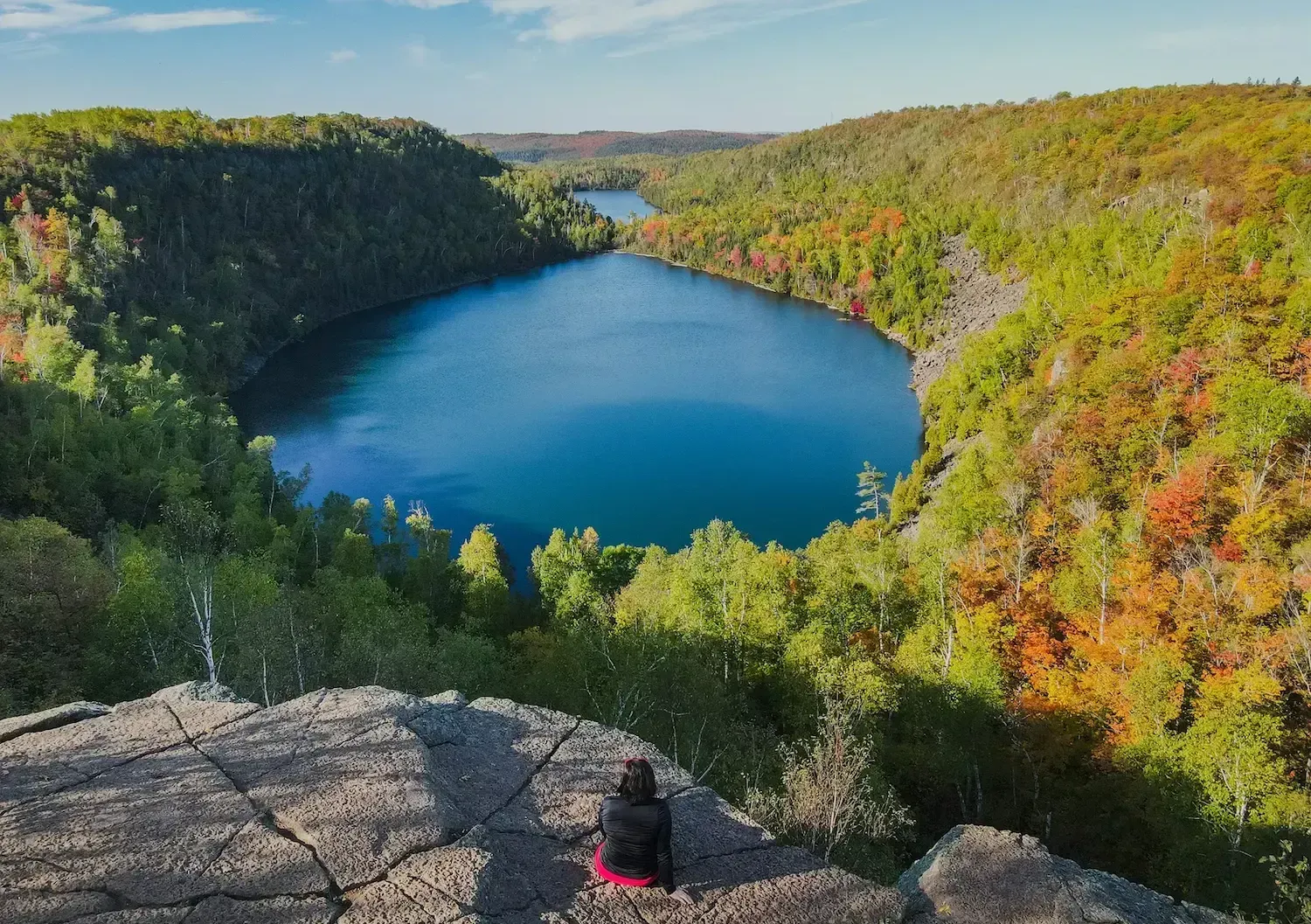 Bean and Bear view on the North Shore. Fall colors surrounding a lake