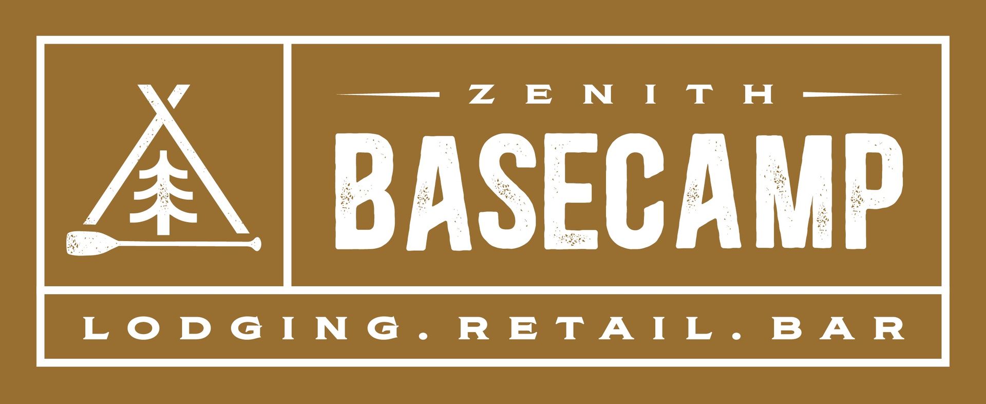 Zenith Basecamp logo that says lodging. retail. bar