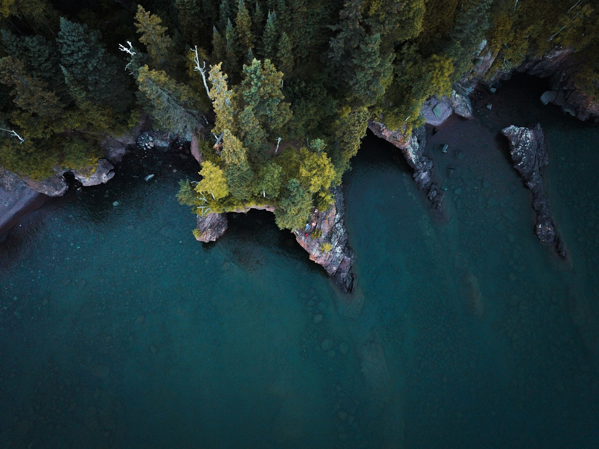 aerial view of a shoreline