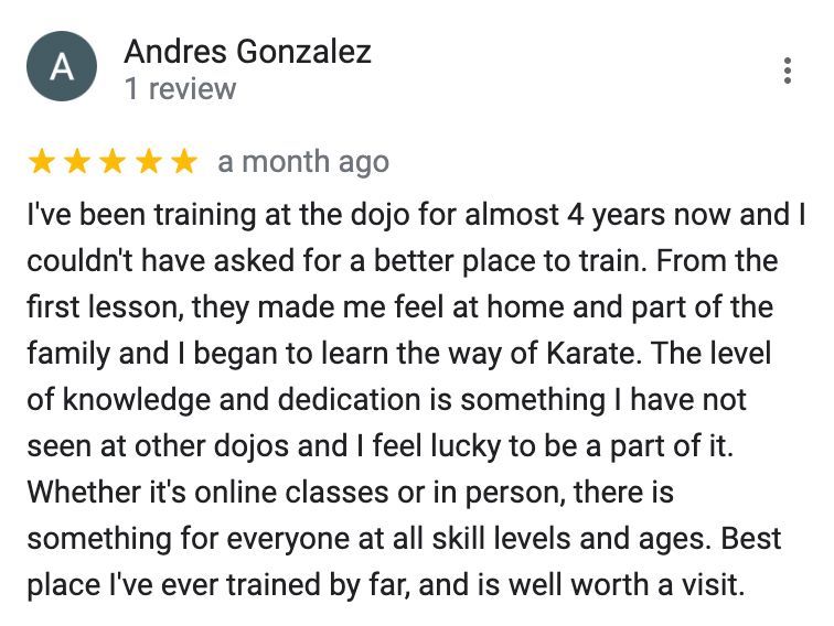 A google review of andres gonzalez 's dojo