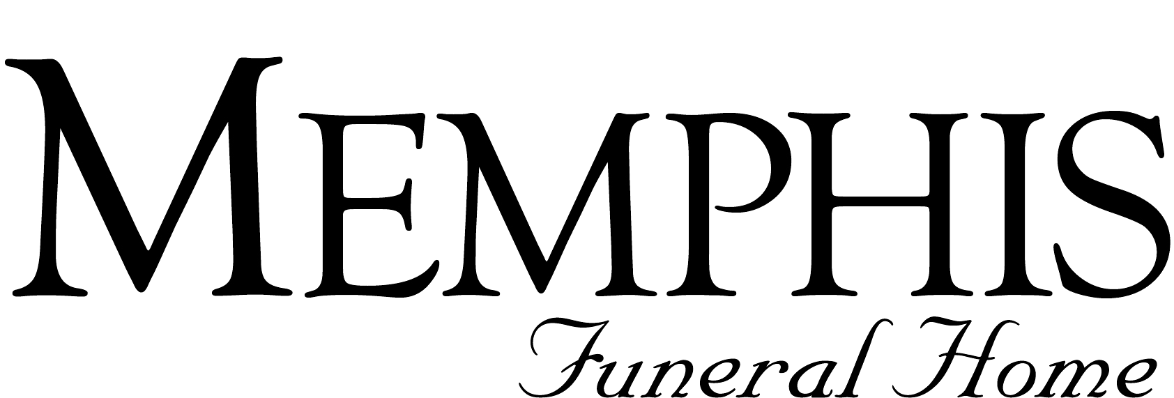 Memphis Funeral Home logo in black script and serif text on a white background