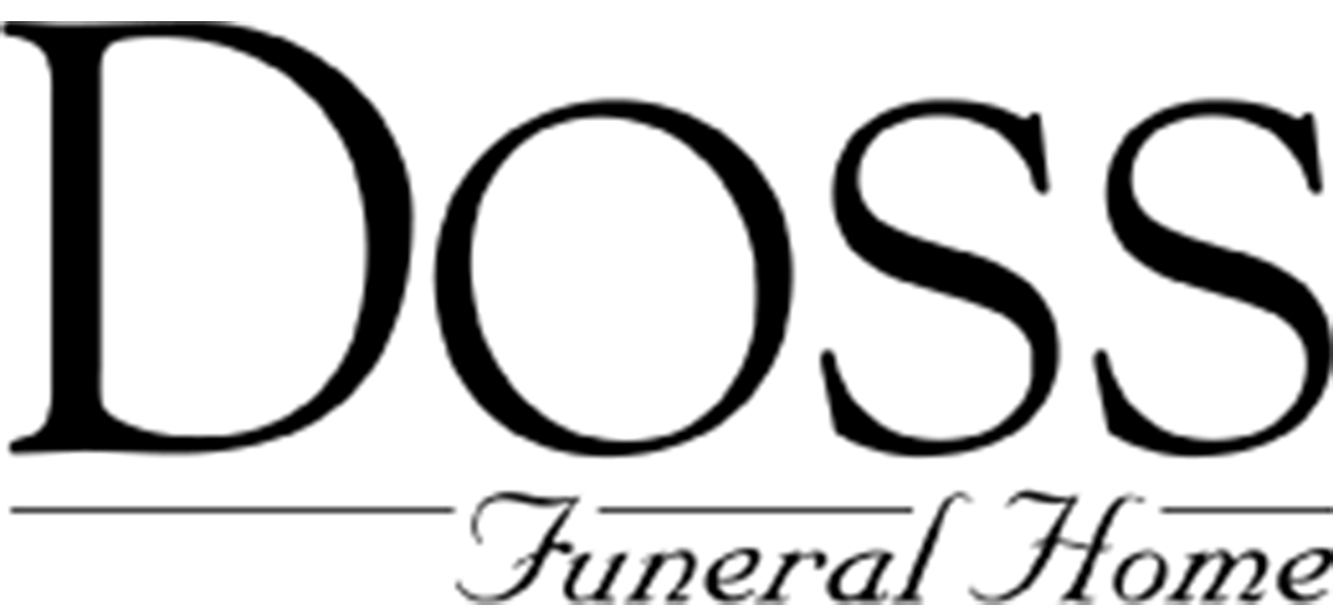 Doss Funeral Home logo in black script and serif text on white background