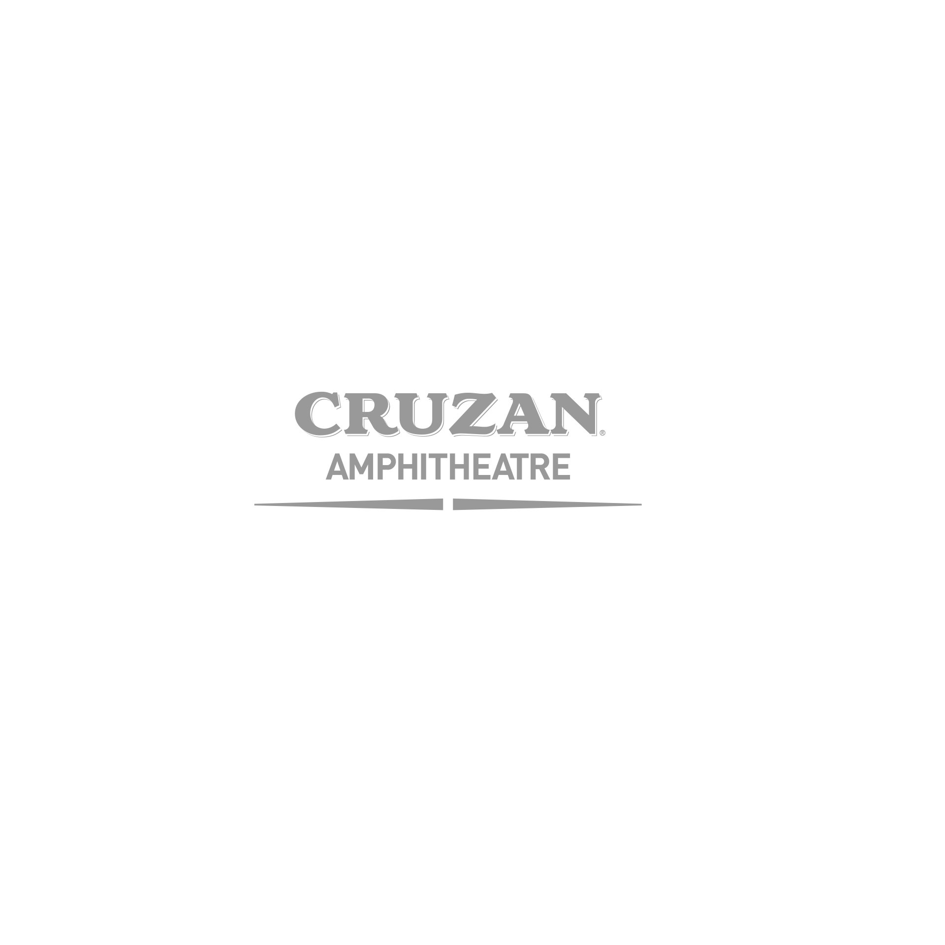 A black and white logo for cruzan amphitheatre on a white background.