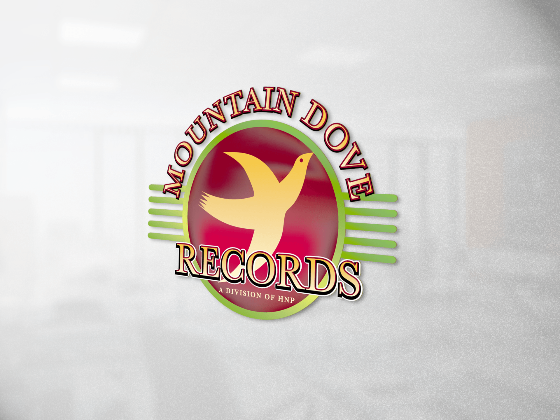 A logo for mountain dove records with a bird on it