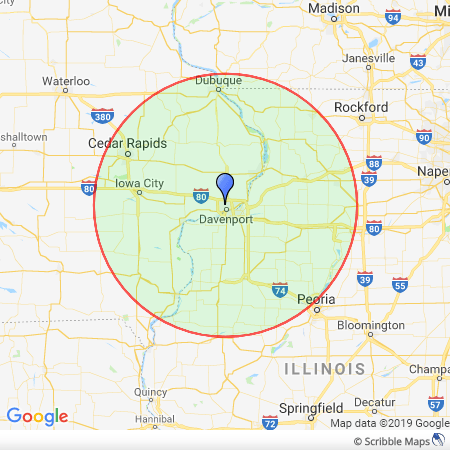 Service area — Davenport, IA — Iowa-Illinois Termite & Pest Control Service area — Davenport, IA — Iowa-Illinois Termite & Pest Control
