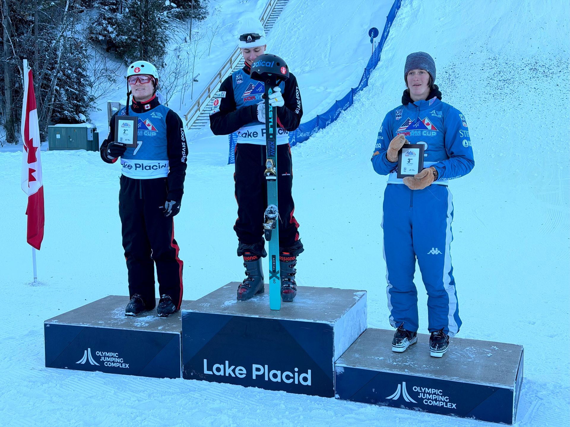Athlete Cate McEneany celebrating a NorAm personal best 4th place finish