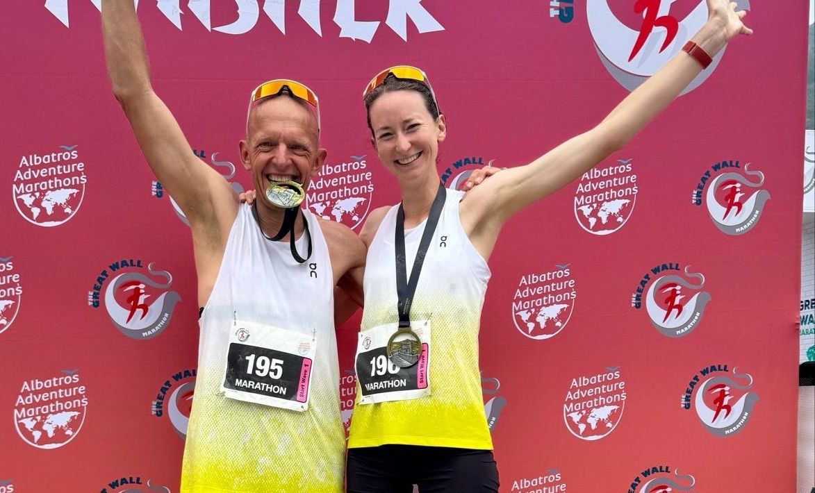 Masters athletes Harald and Charlotte at the Great Wall Marathon in China