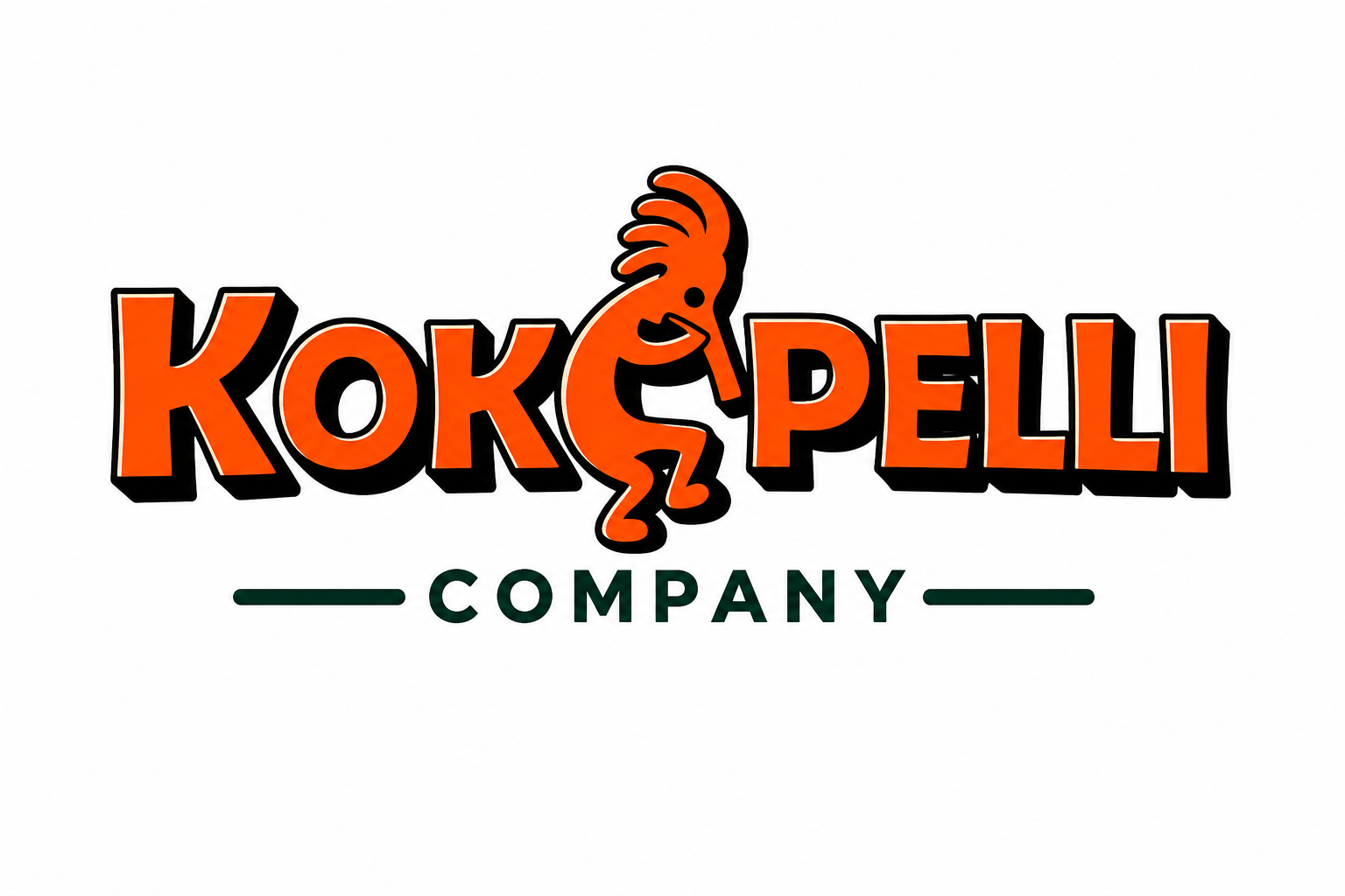 Kokopelli Company logo with brown lettering and a stylized orange kokopelli figure