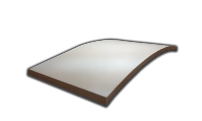 Curved white platform with a brown border, shown on a plain background