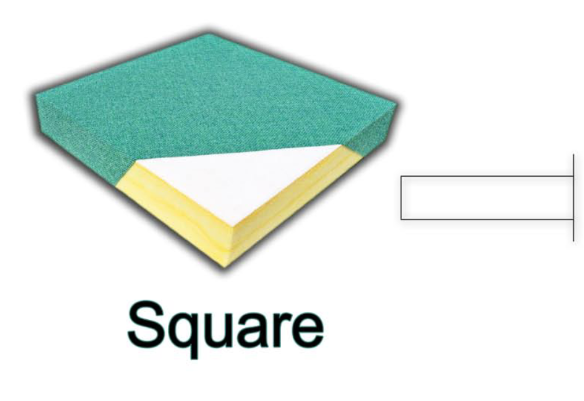 Green and yellow folded square with the label “Square”