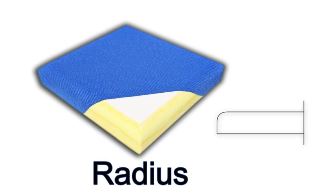 Blue-and-yellow square showing radius measurement diagram