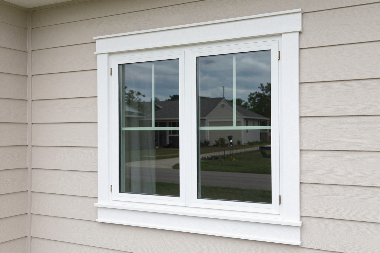 Freshly installed double-hung window on modern DFW home